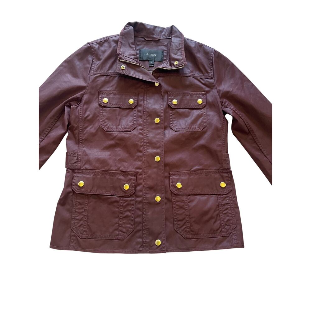 J. Crew downtown field jacket bergundy small waxed country preppy classic